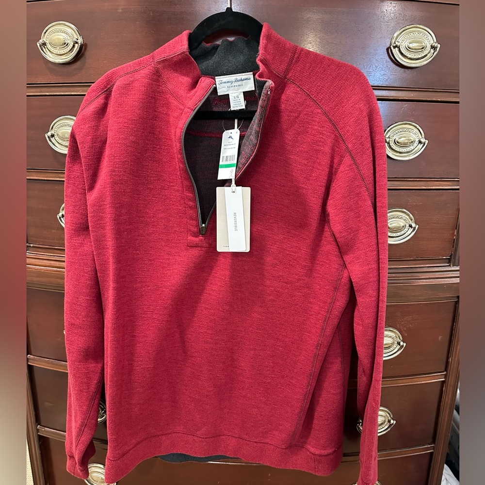 NWT Tommy Bahama Reversible Quarter-zip Pullover
